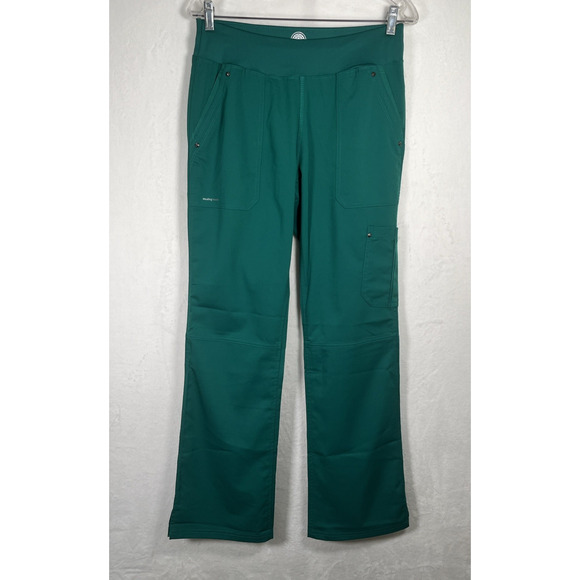NWOT Purple Label Yoga By Healing Hands 9133 Small Green Tori Scrub Pants Chrty - Picture 1 of 12